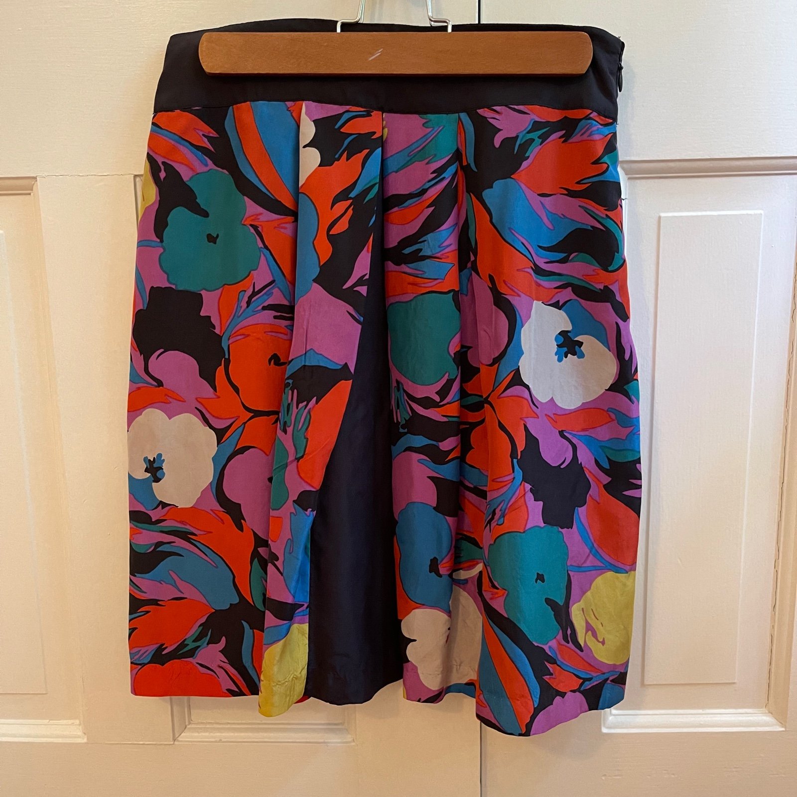 Anthropologie floral silk midi skirt size 2