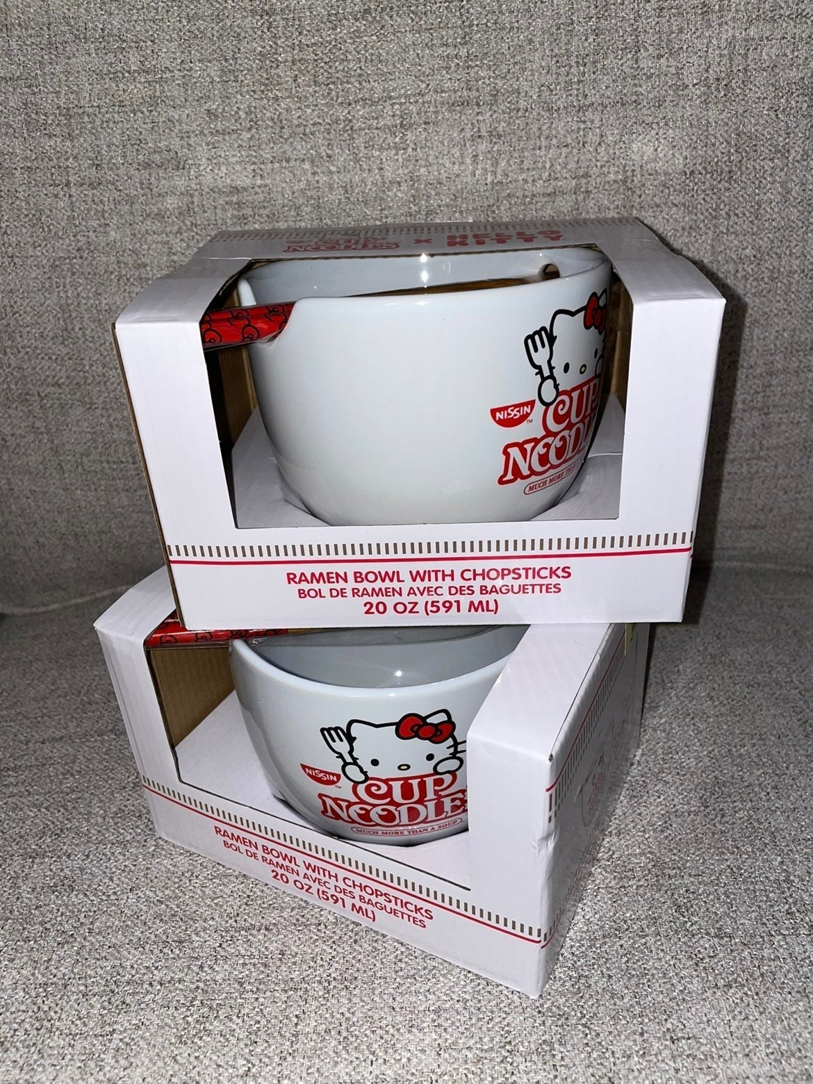 2ct Hello Kitty Cup Noodles bowl with Chopstick - TWO SET