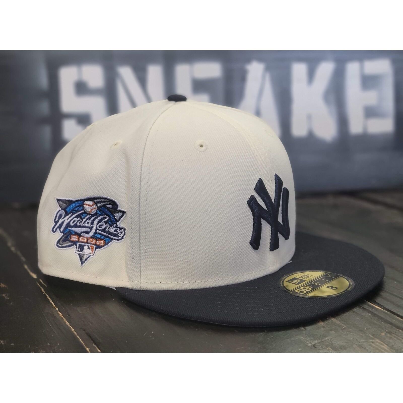 New Era 59Fifty Yankees 2000 World Series Off White/Navy Blue Fitted Hat Men 8