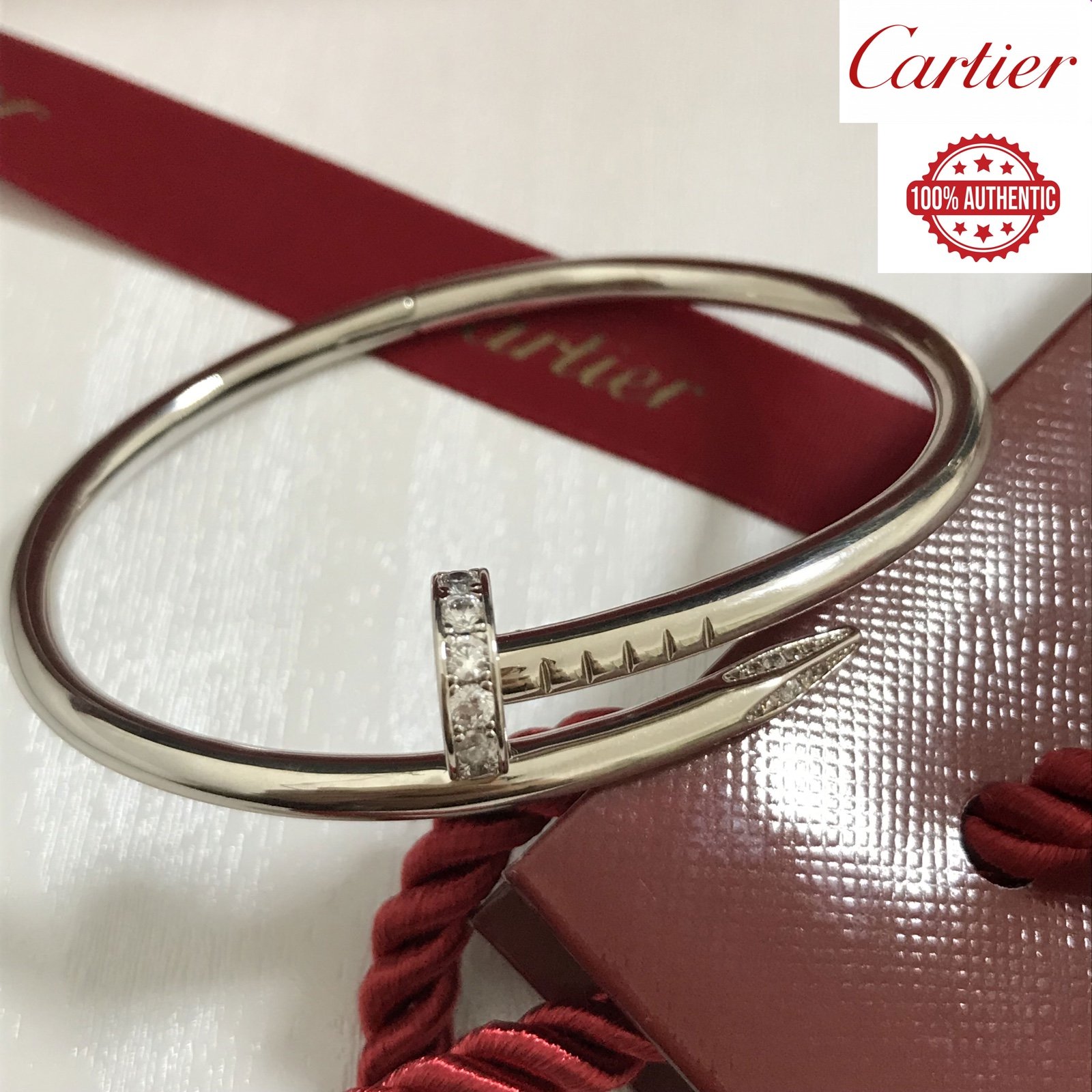 Vintage 18k White gold Bangle bracelet size 19