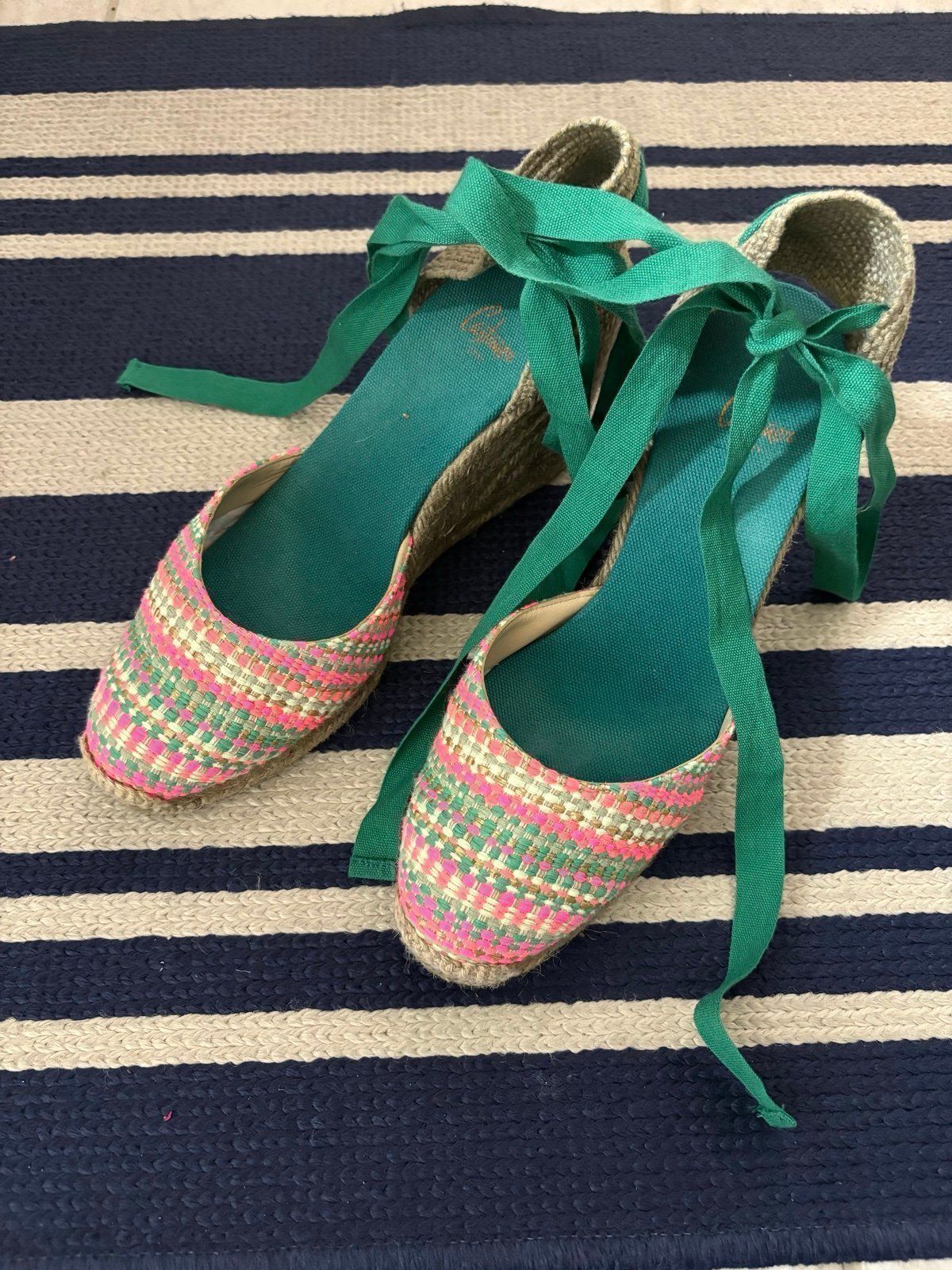 Castaner canvas wedge espadrilles lace up sandals 38