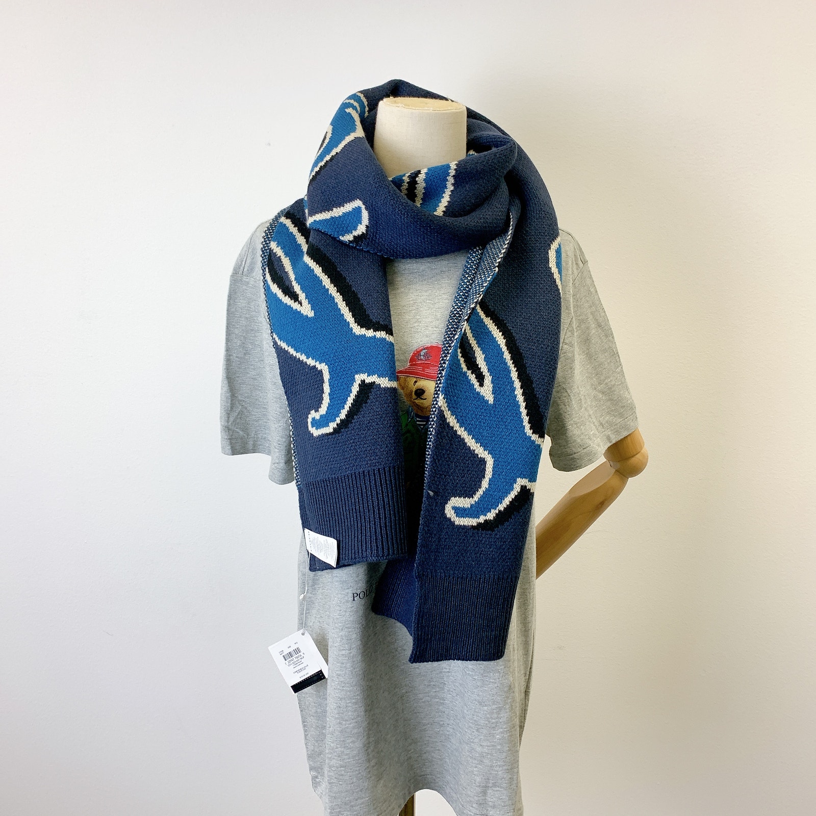 Coach CY038 Coach Script Print Knit Muffler IN Navy