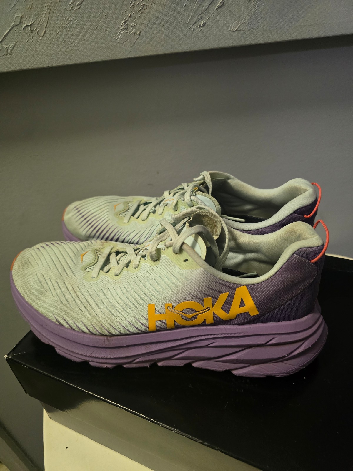 Hoka Rincon 3 Blue Glass Chalk Violet Purple Running Shoes Womans 10B