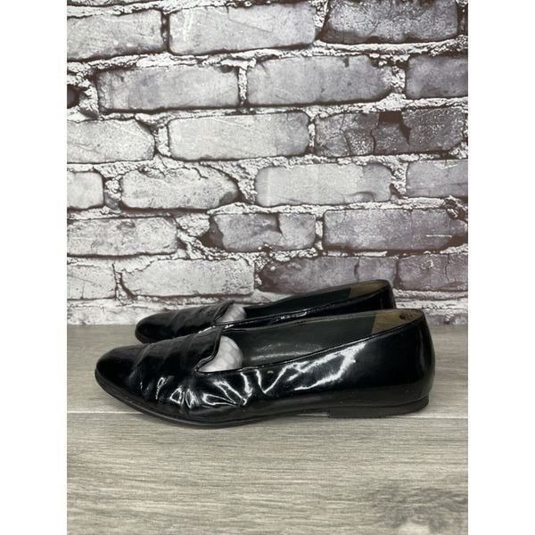 Maraolo Black Patent Leather Slip On Loafers Shoes Women Sz 8M US/39EU