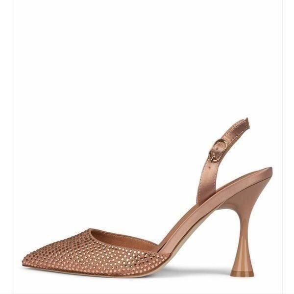 New Jeffrey Campbell Zivote 4 heel sling back cream beige leather lining size 6