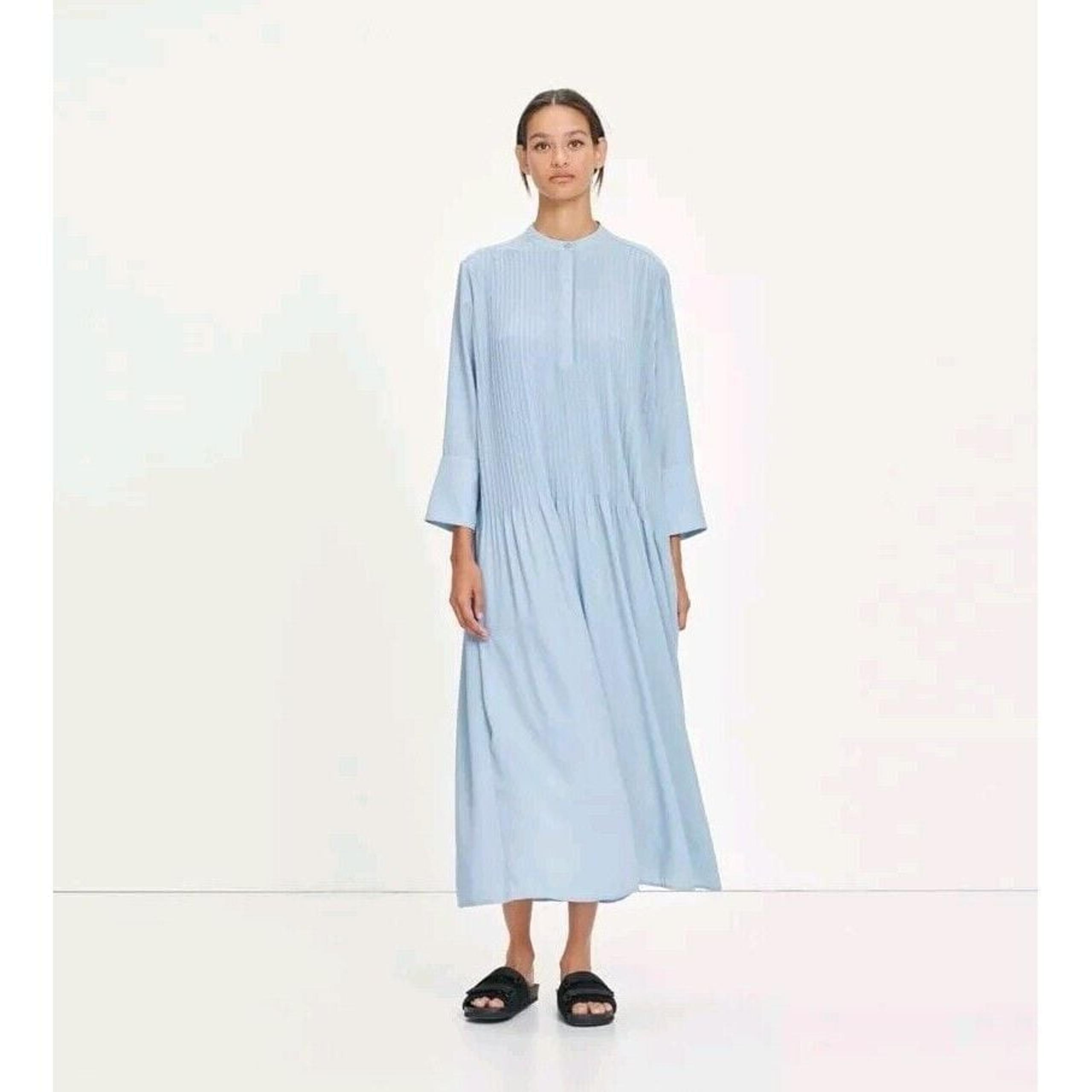 Samsoe Samsoe Elm Pintuck Oversized Shift Dress Sz XXS Dusty Blue Lagenlook