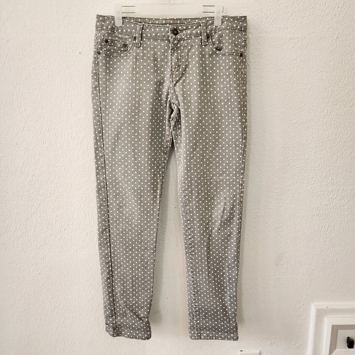 Garnet Hill Women's Grey & White Polka Dot Jeans Size 10