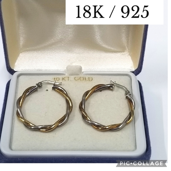 Genuine 18kt / 925 Twist Hoop earrings