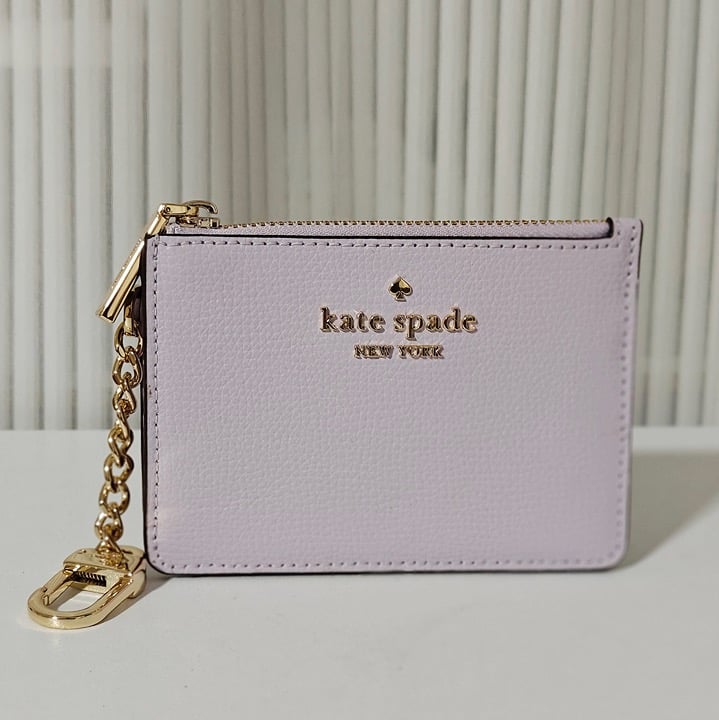 New Kate Spade Key Ring Leather Card Case /Holder Light Frozen Lilac KN869 $129
