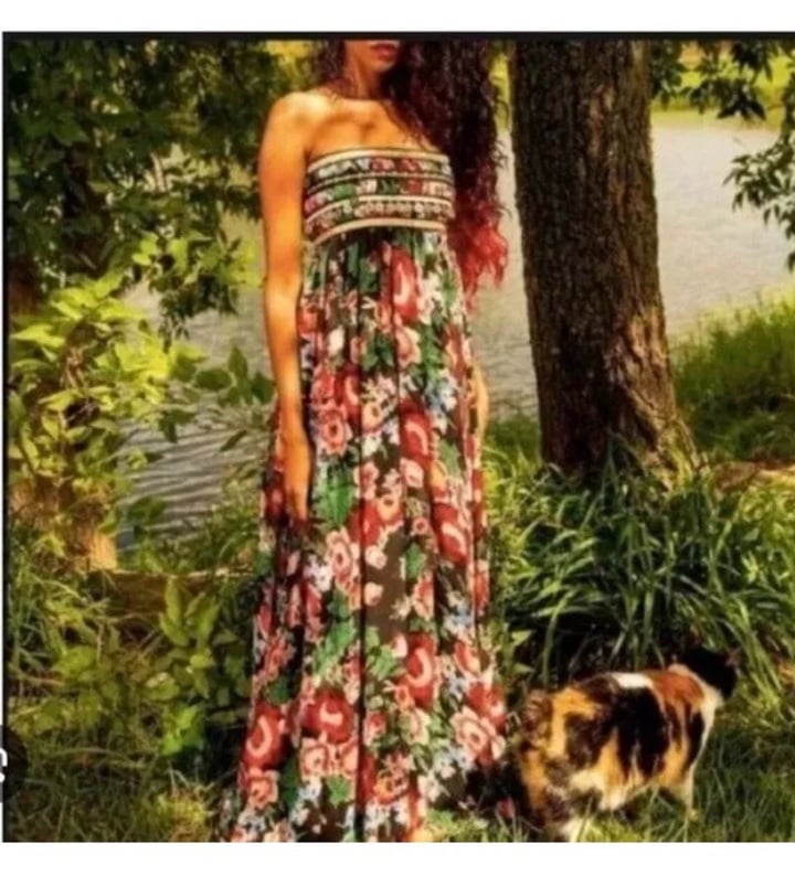 Pearl Georgina Chapman Marchesa Floral Gypsy Maxi Dress Size 10