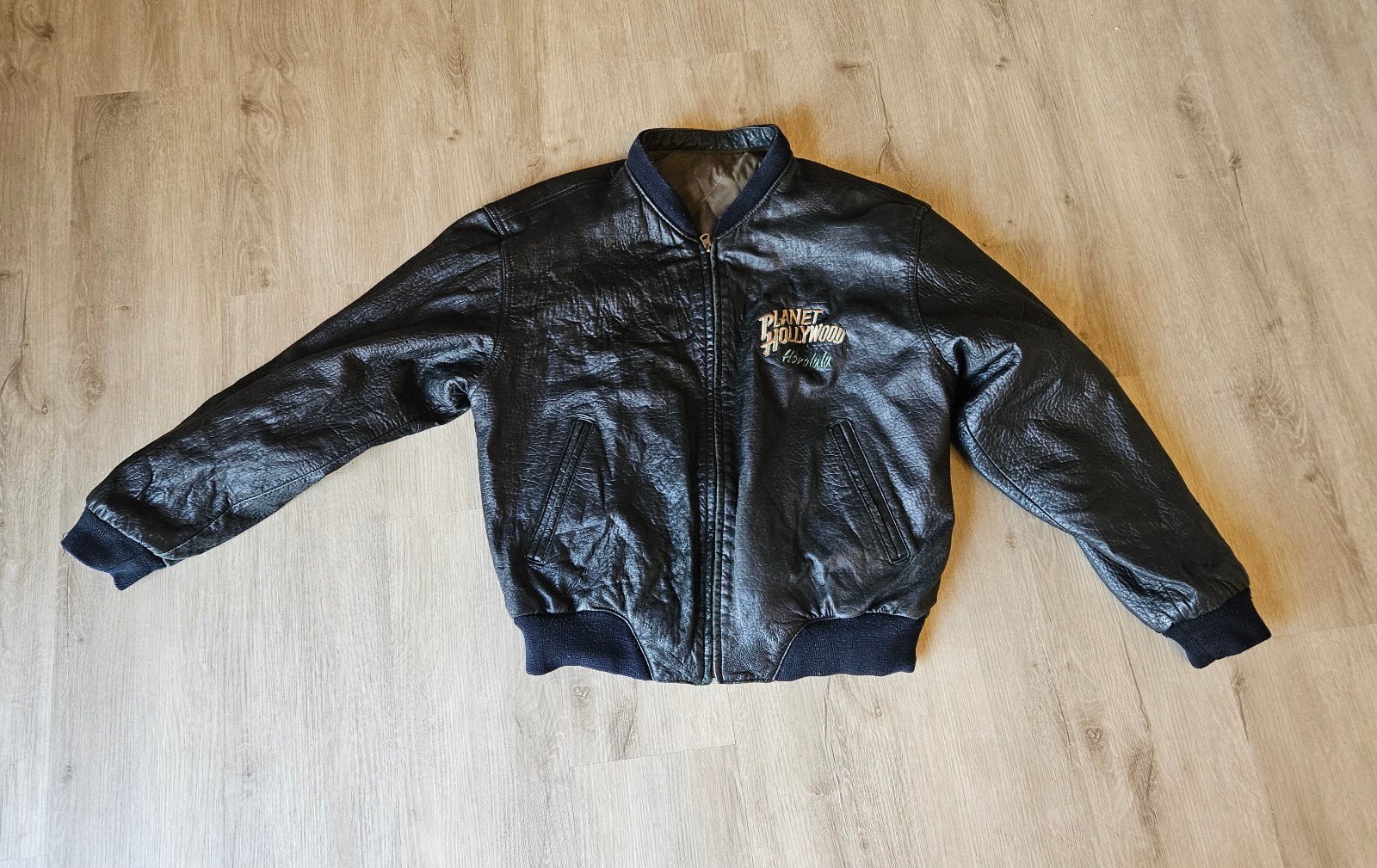 Vintage Planet Hollywood Honolulu Leather Bomber Jacket Men's M