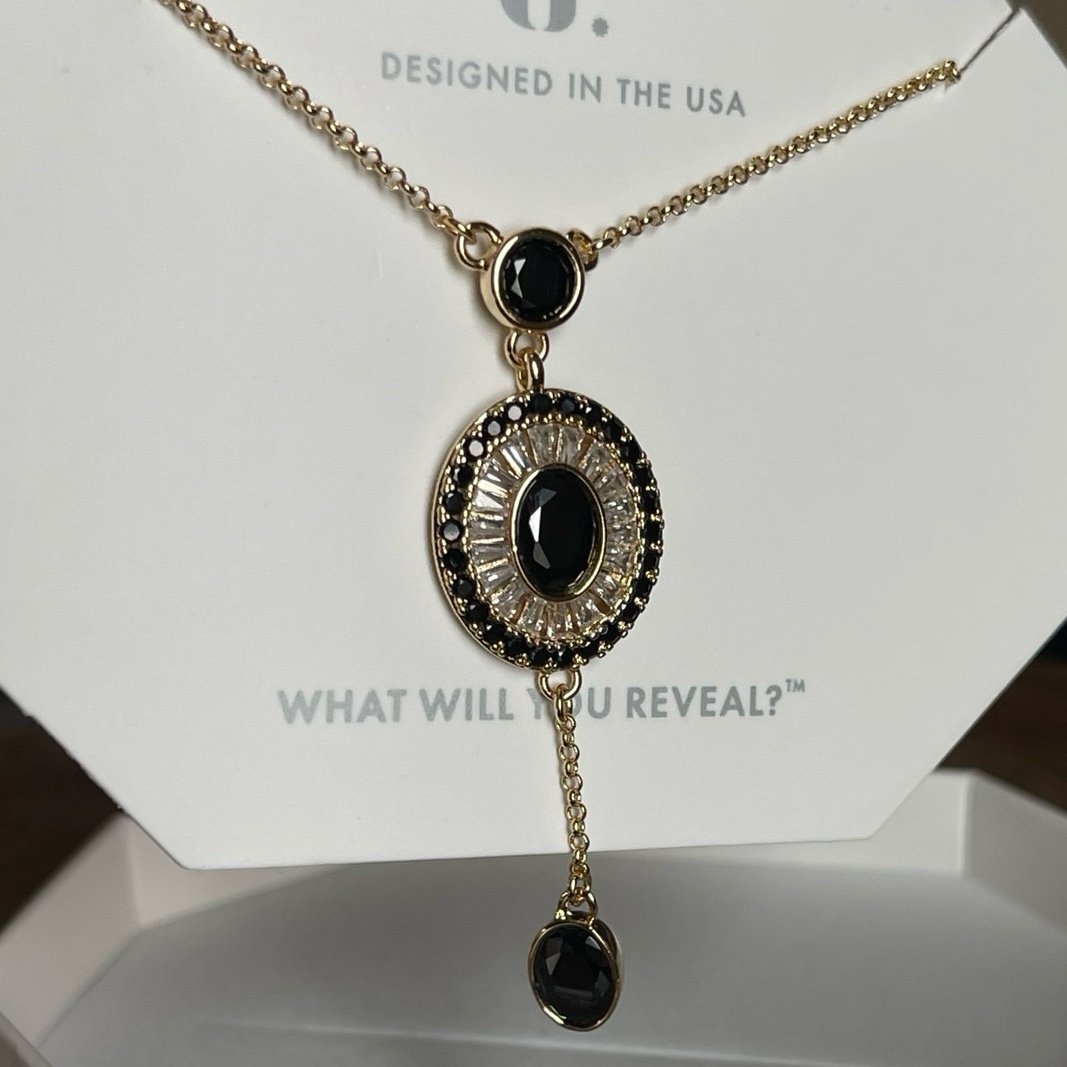 Bomb Party OG necklace SHE MAKES ALL THE MOVES black onyx cz gold plating