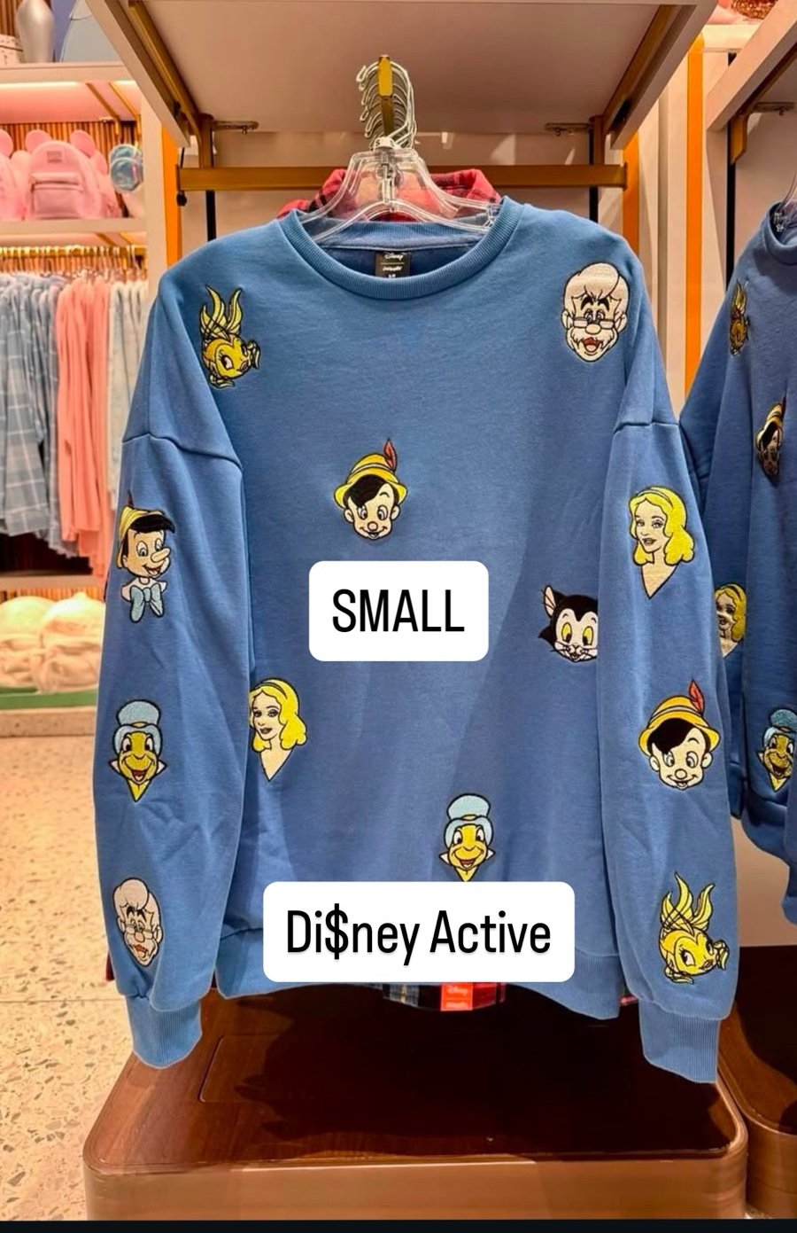 Disney Parks Disneyland Pinocchio Embroidered Crewneck