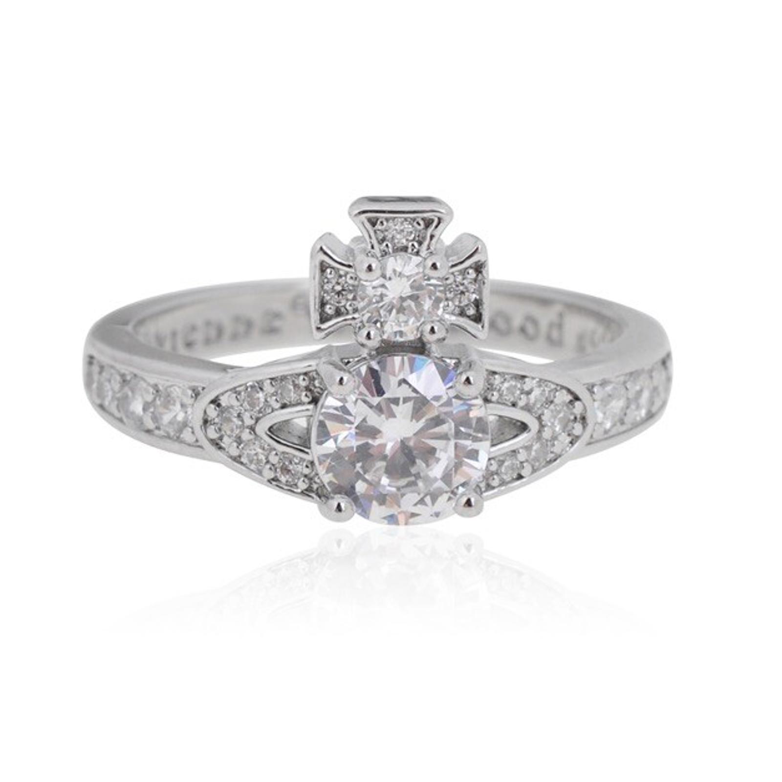 Vivienne Westwood Retina Petite Faux Diamond Saturn orb ring size 7 New In Box