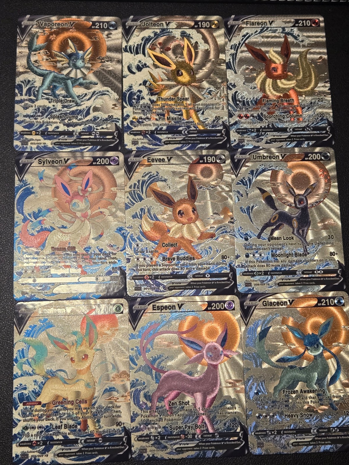 EEVEE EVOLUTIONS ALT Art 9 textured lot of custom cards eeveelutions