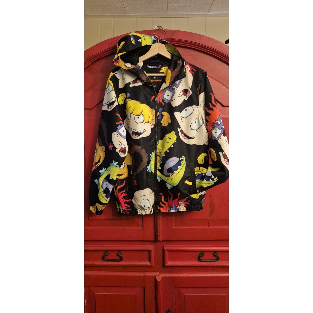 Members Only X Nickelodeon Rugrats Jacket Medium Full Zip Chuckie Hood No String