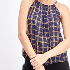Stitch Fix Alice Blue navy baroque chain print satin tank size medium