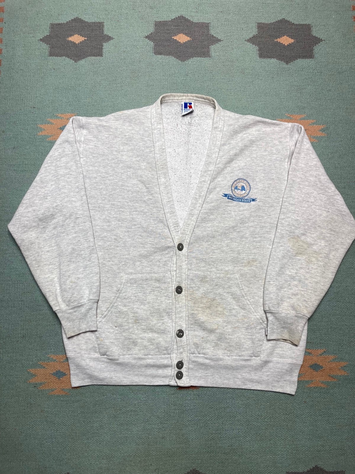 Vintage Russell athletic button cardigan hoodie Michigan state university USA XL