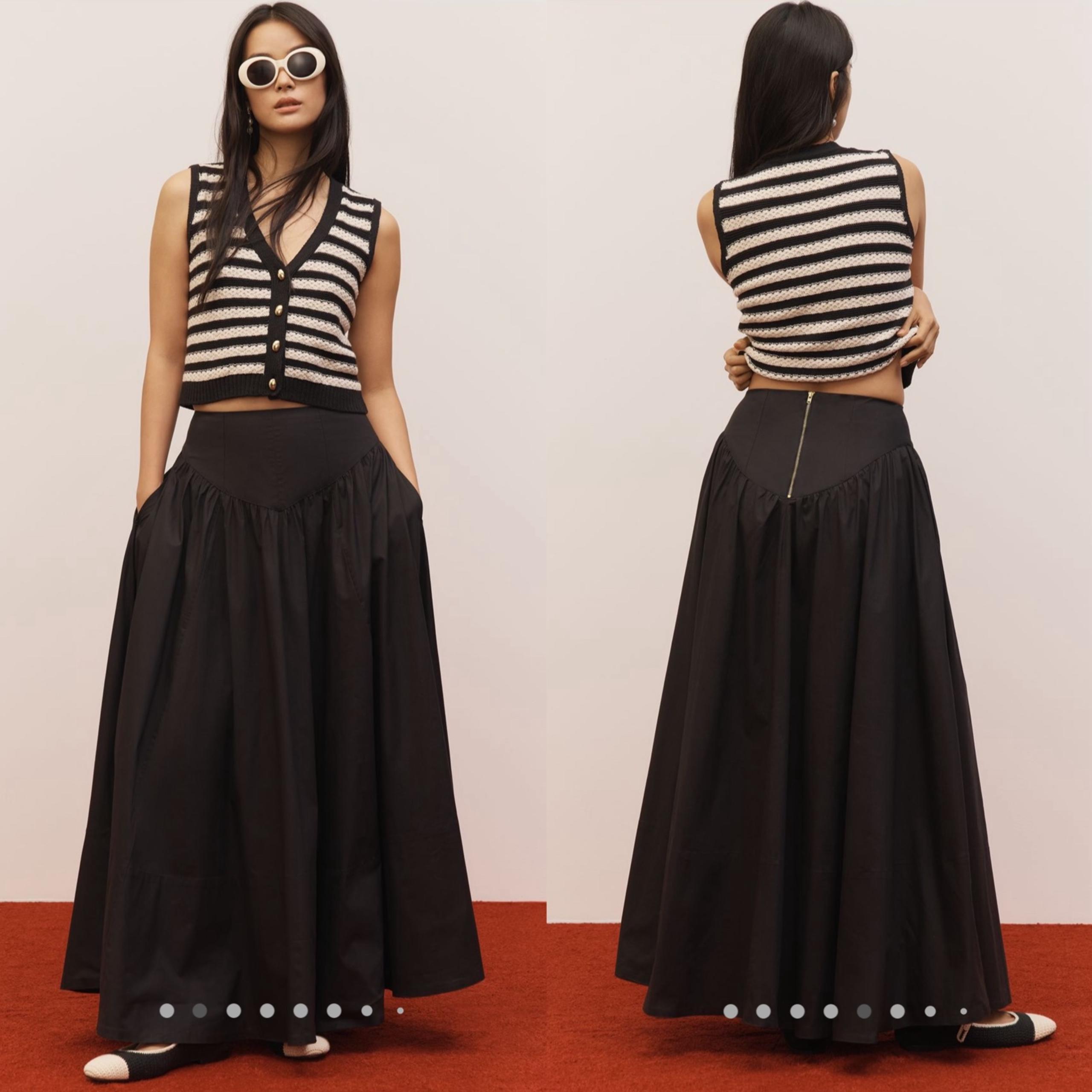 Anthropologie Maeve Drop Waist A line Maxi skirt