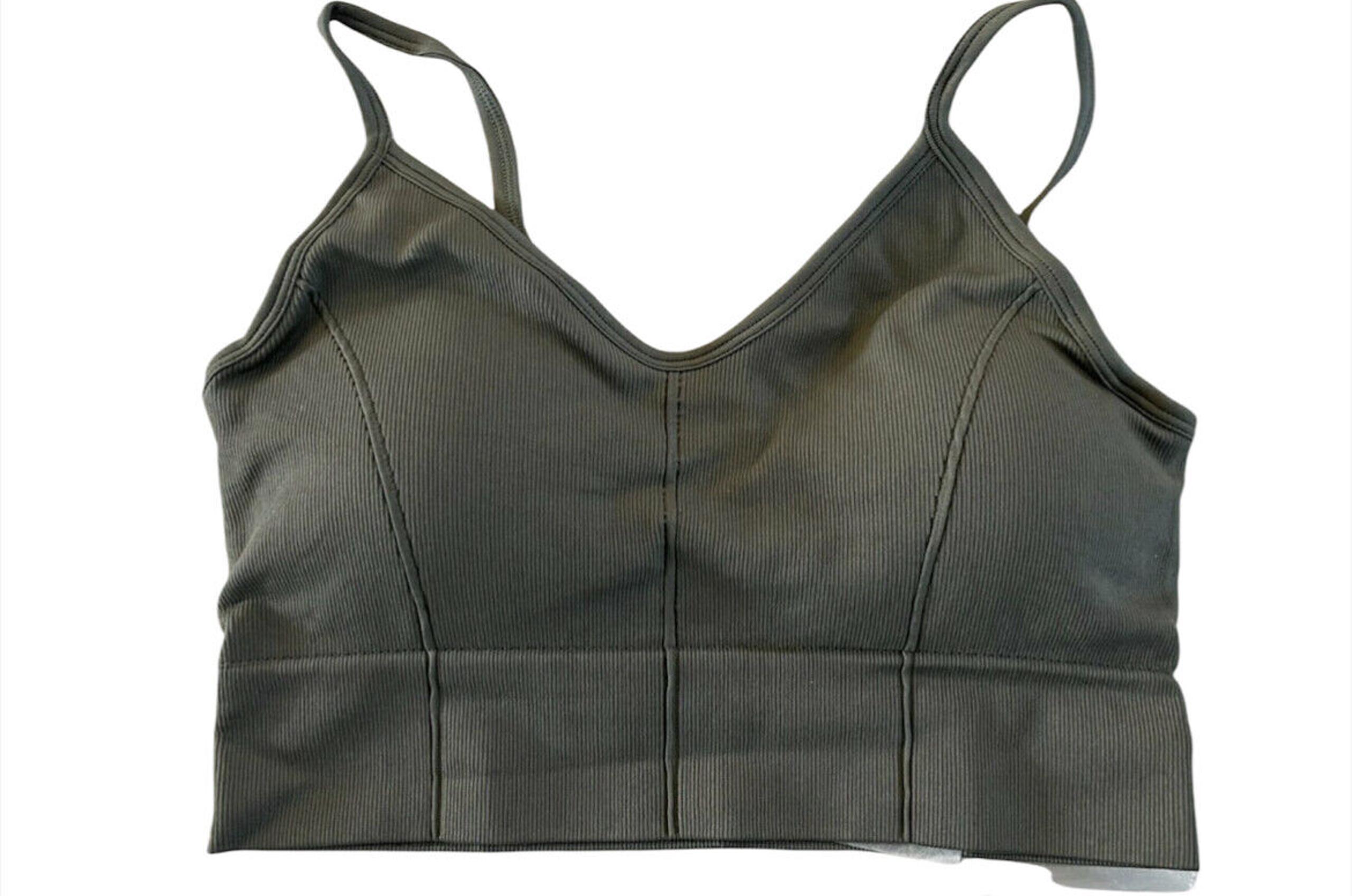 Women's Sports Bra With Removable Pads, Adjustable Straps, Gray, Large