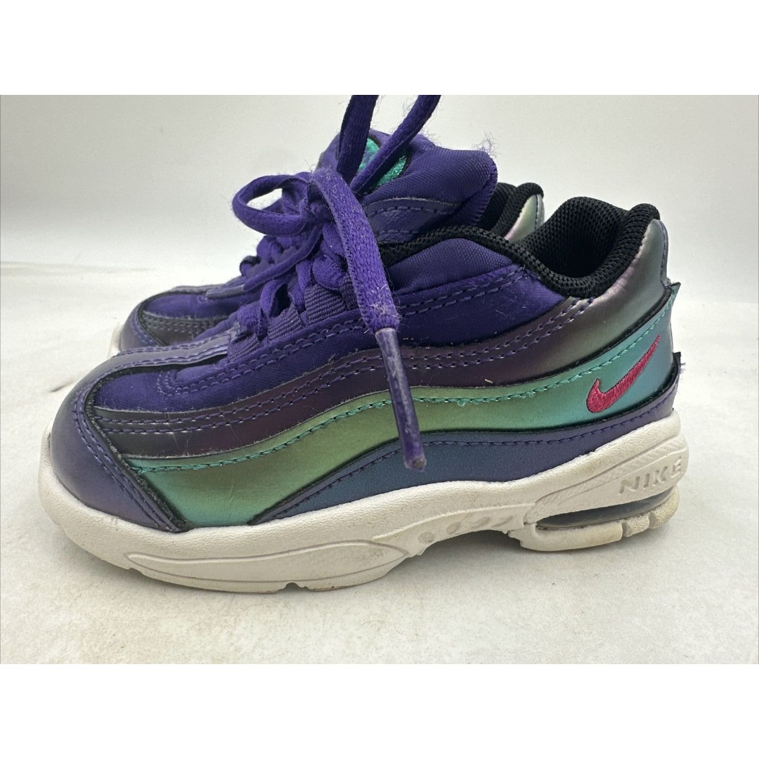 Nike Air Max Shoes Toddler Sz 7C 95 A09212-500 Metallic Purple & Teal Sneakers