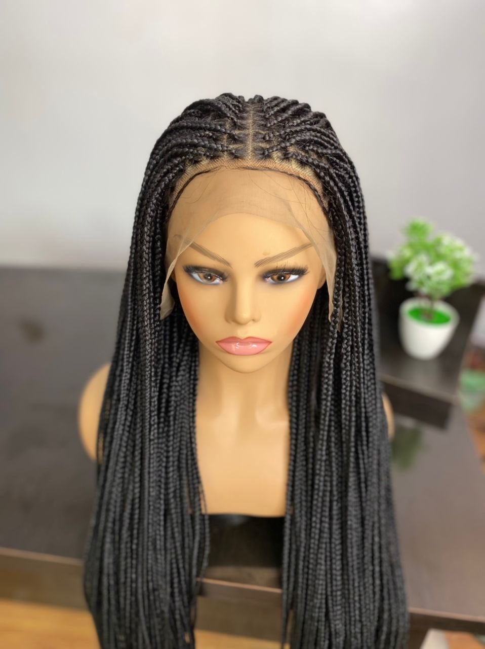 Frontal Knotless tiny box braids(13×6)