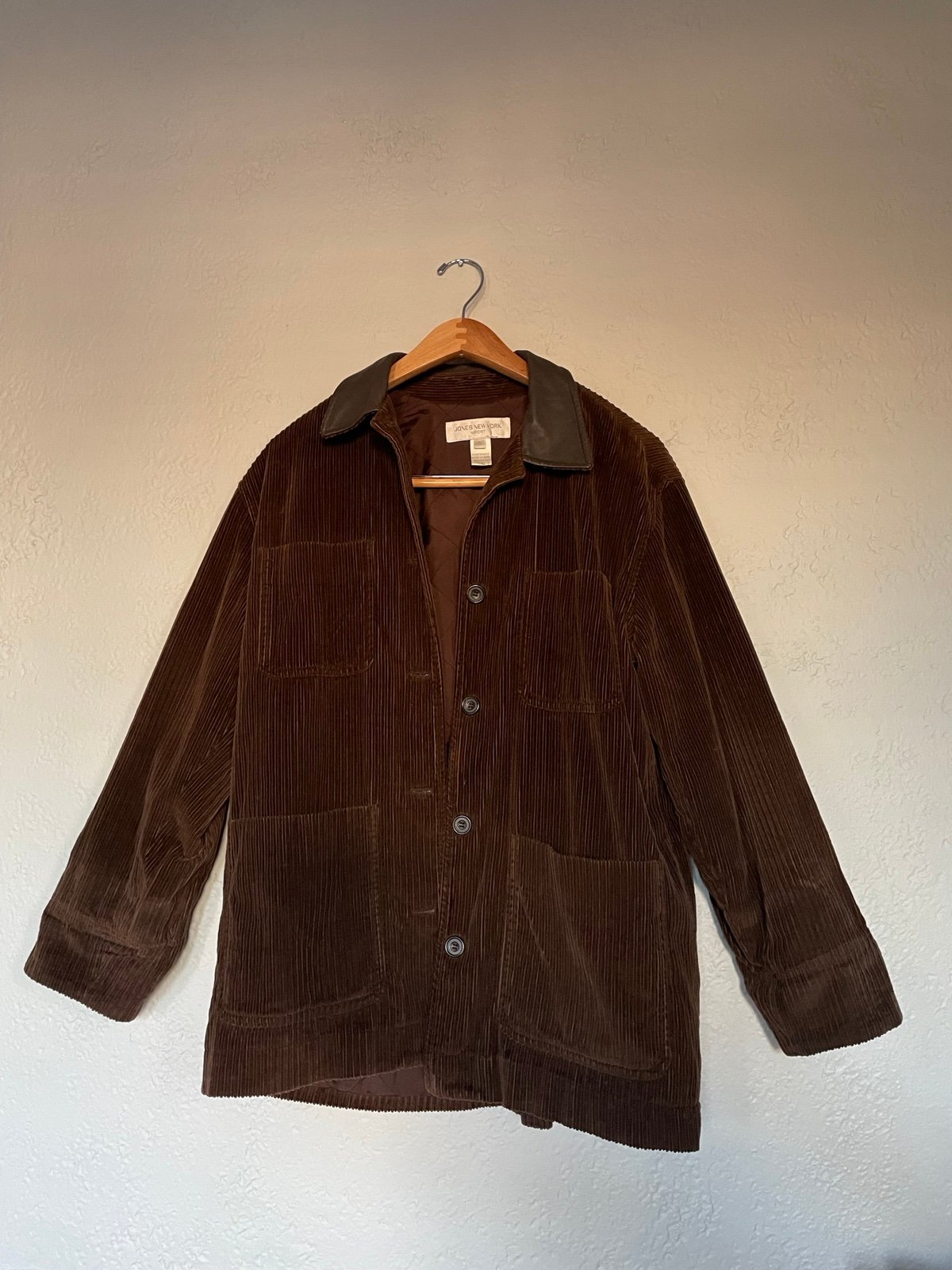 Jones New York Sport Vintage Corduroy and Leather Barn Coat