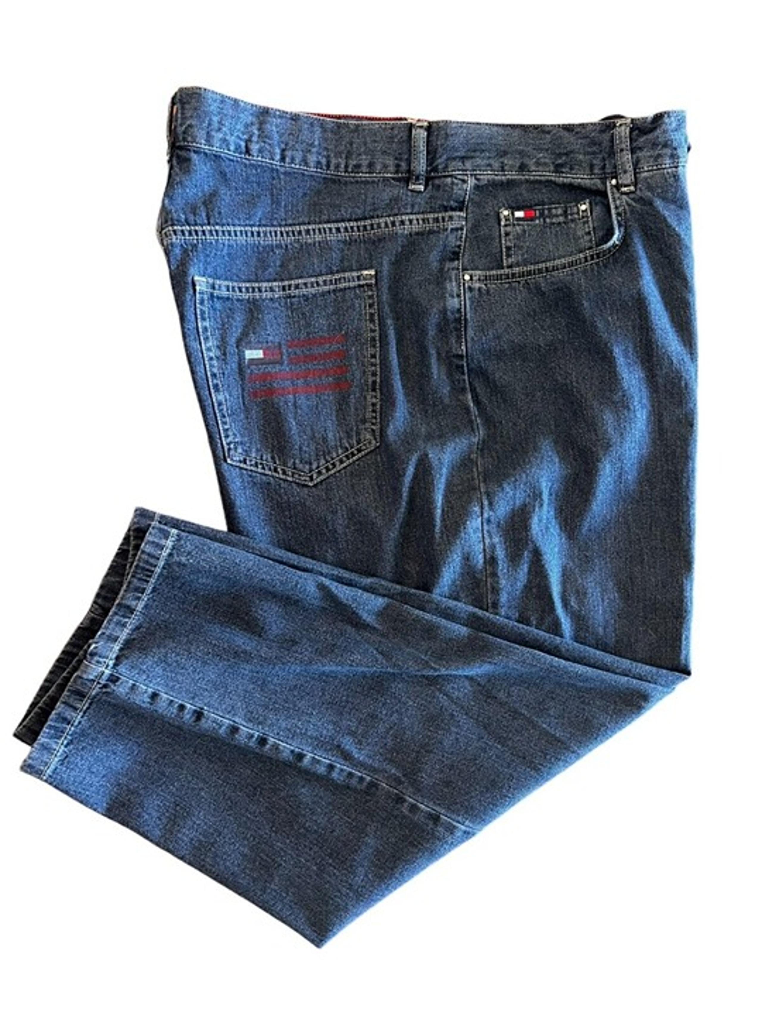 Vintage Woman Baggy Jeans American Flag Pocket Size 14 Drawstring - Tommy Hilfiger