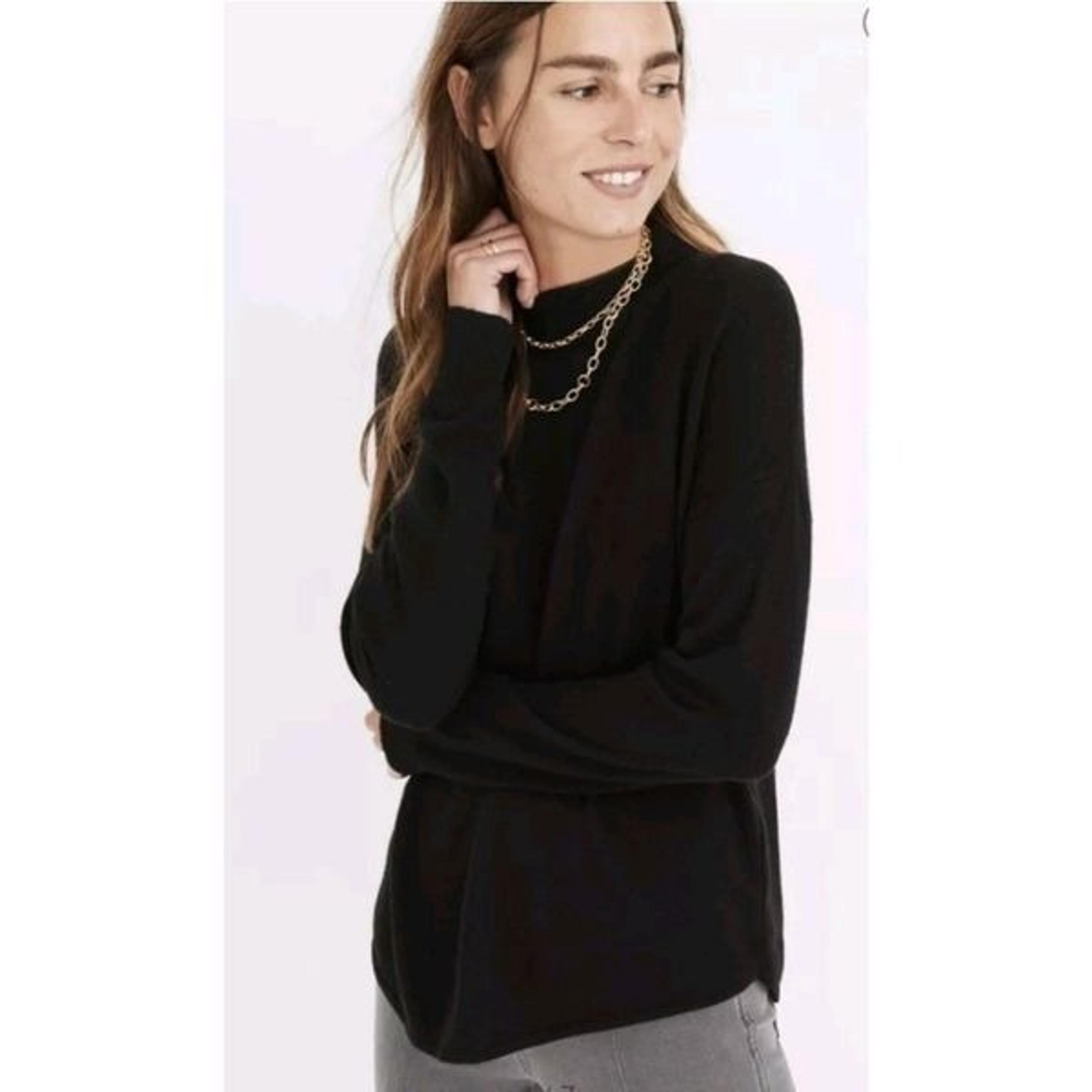 ASHBURY SZ M TRUE BLACK MOCK NECK WOOL ALPACA ESSENTIAL WOMEN’S SWEATER - Madewell
