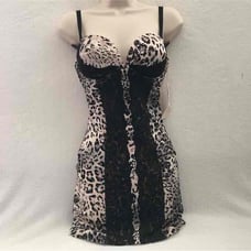 VS garter slip leopard 36B lingerie New