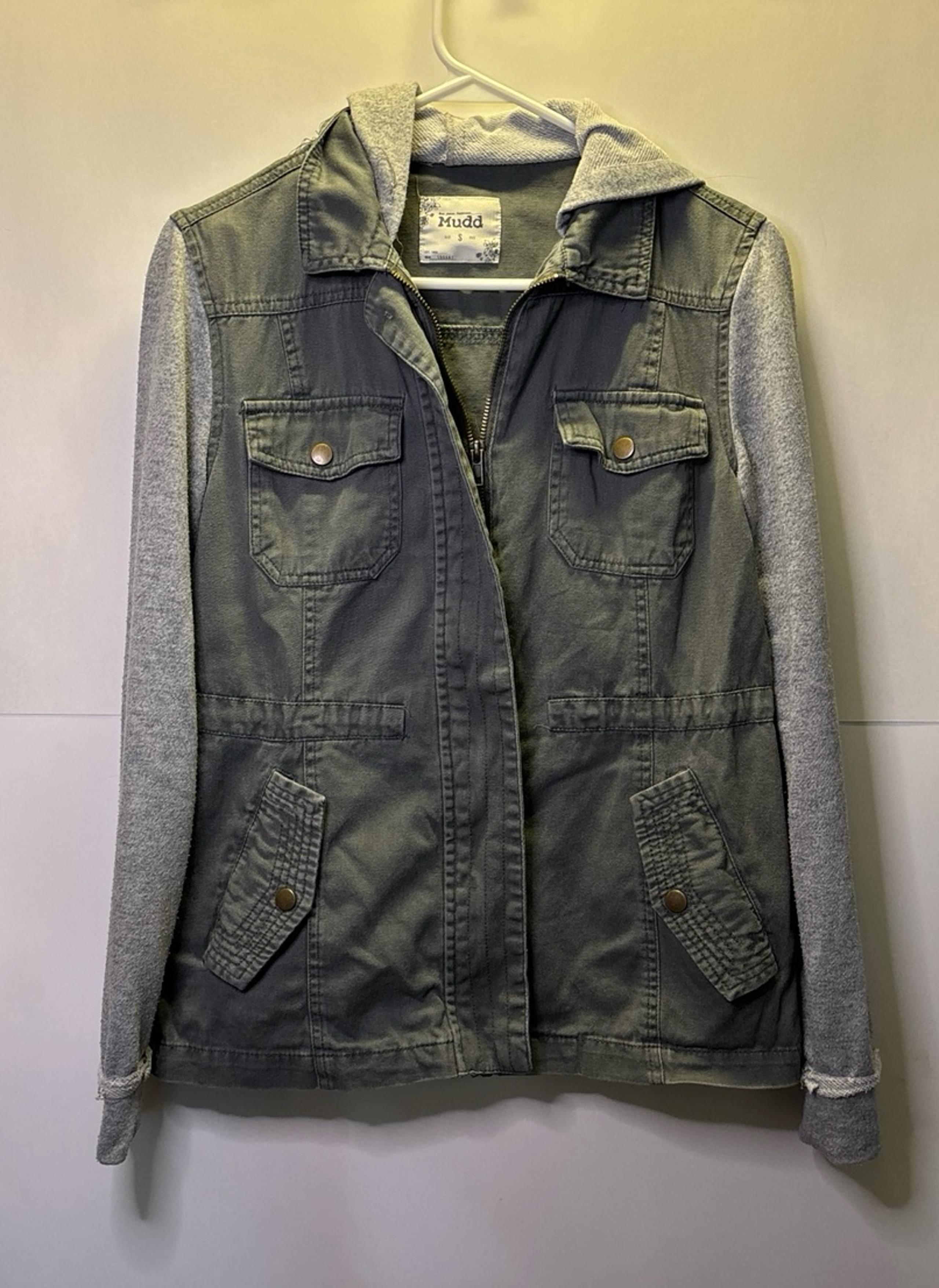 Mudd (vintage Y2K) Green Denim Utility Hoodie Jacket (small)