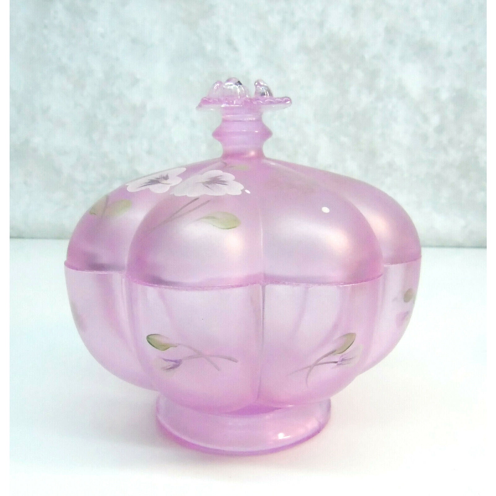 Shelley Fenton Signed CANDY DISH BOWL & LID Pink Chiffon Spring Splendor Lim Ed