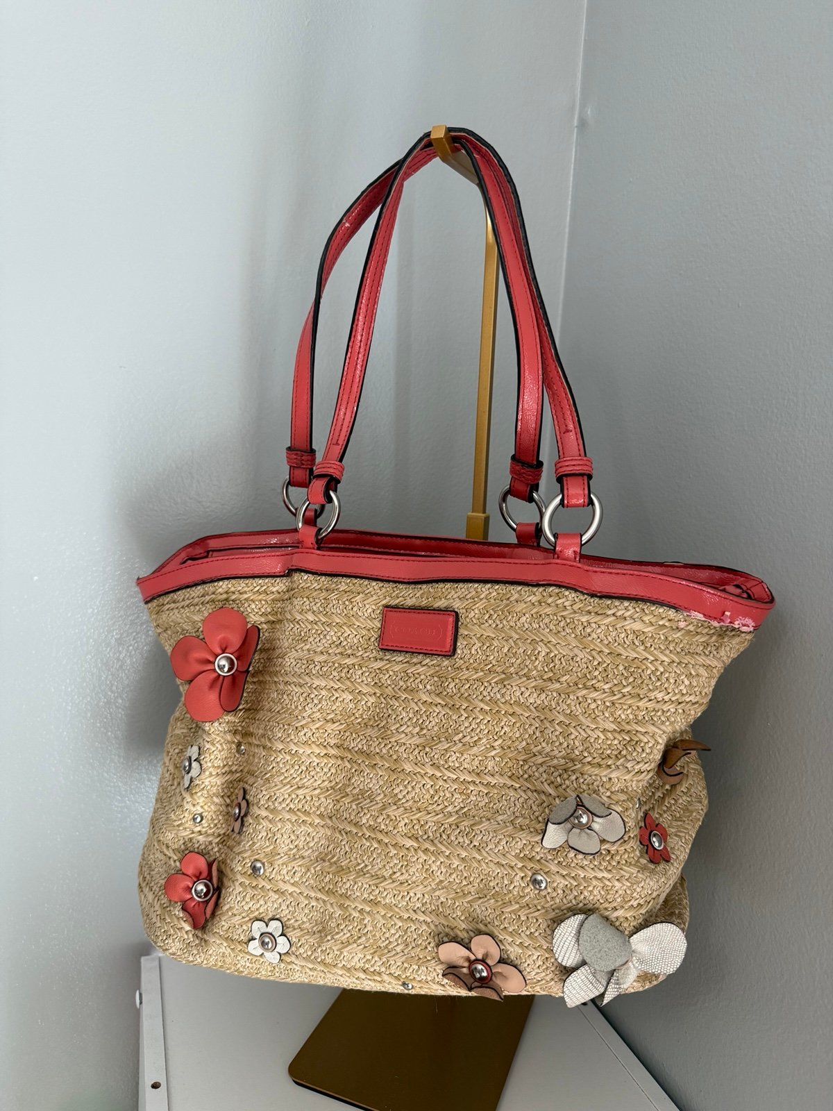 vintage floral coach tote shoulder bag