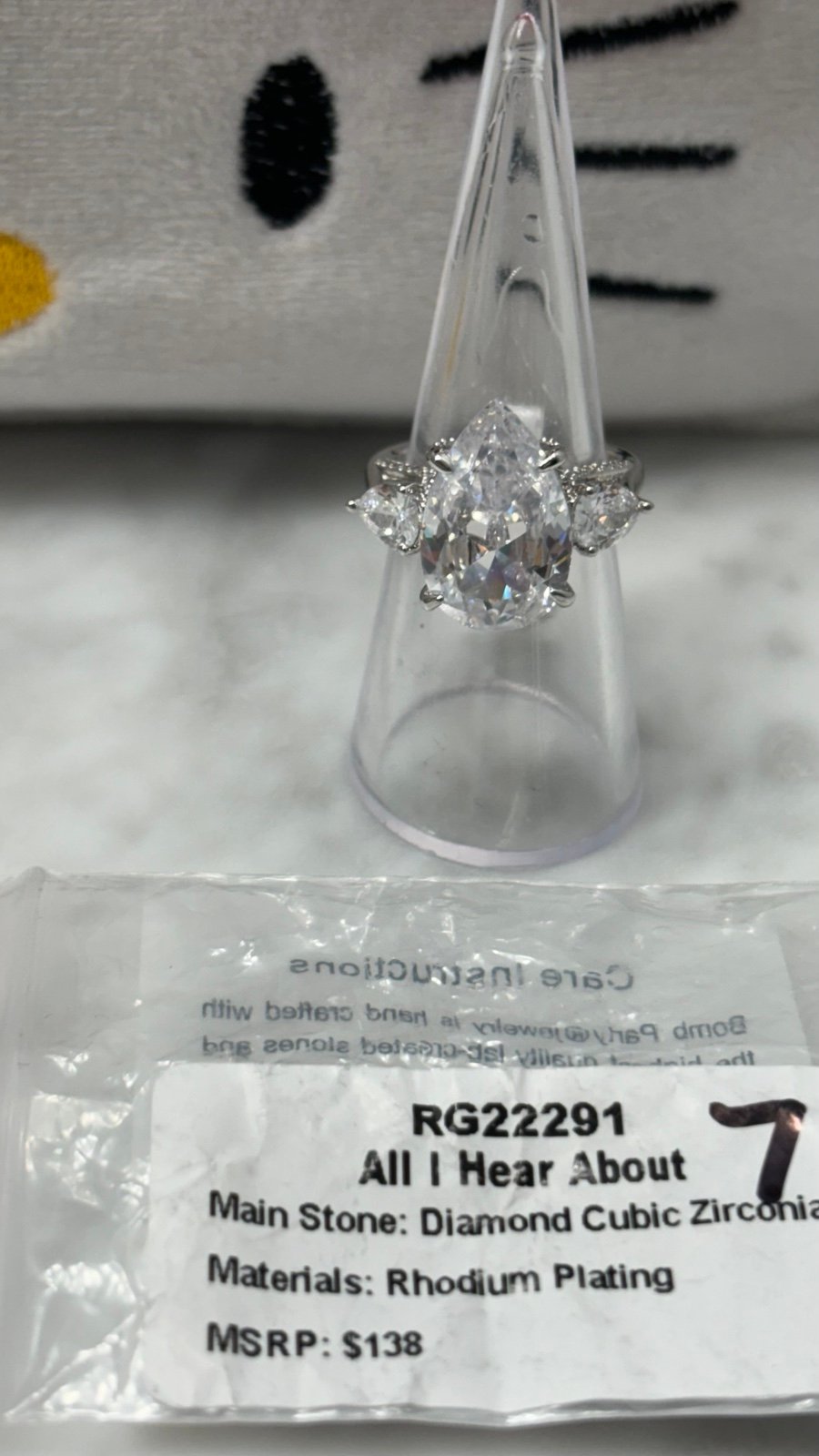 Bomb Party All I Hear About April 2025 Birthday Diamond CZ on Rhodium 7 RG22291