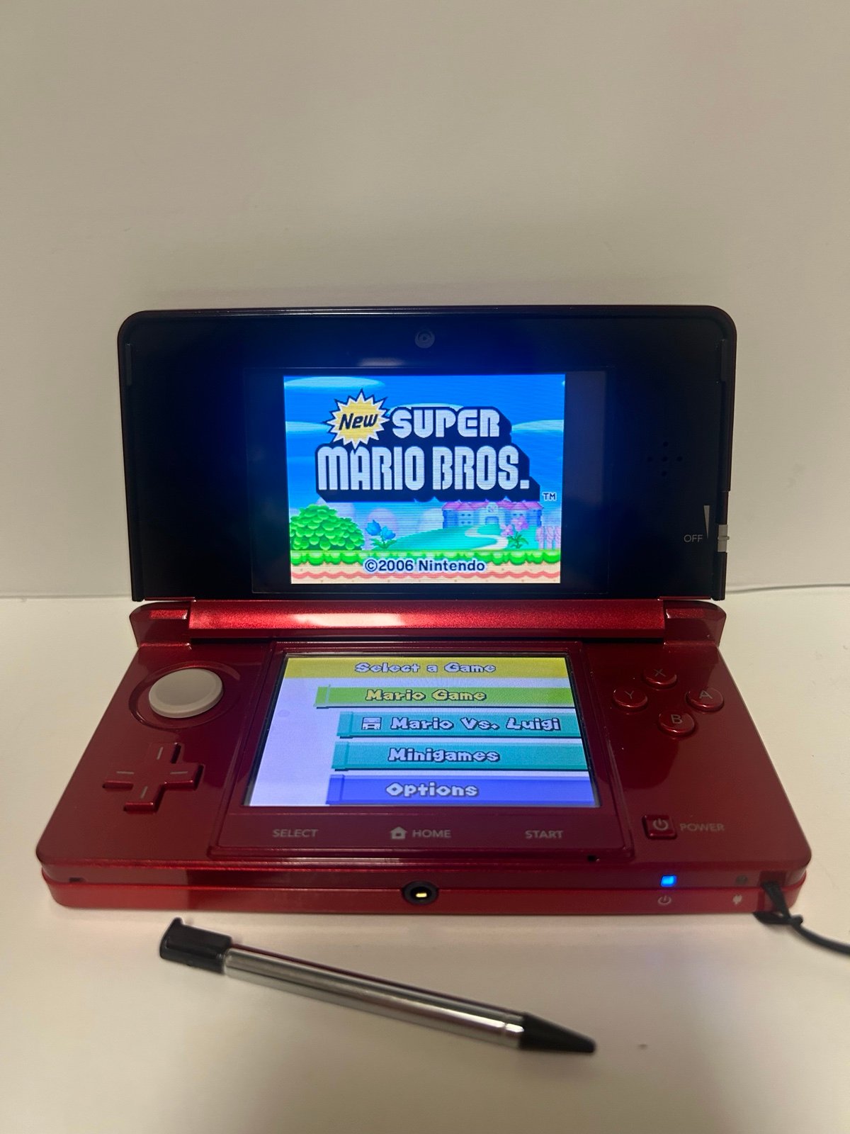 Nintendo 3DS Flame Red Console w/ Charger and Stylus!