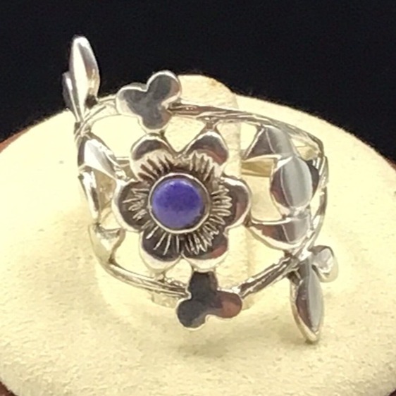 Sterling Silver Purple Turquoise Ring Flower 3.3g Size 7.25