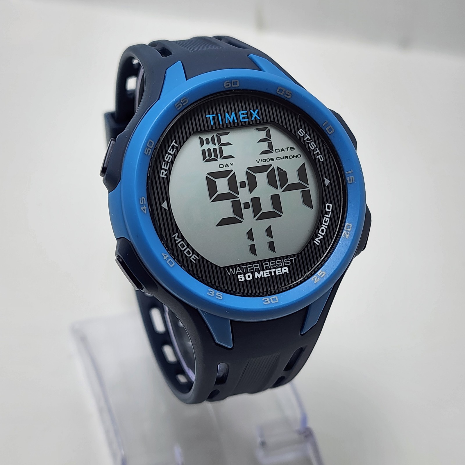 Timex Indiglo Quartz Digital Men's Day-Date WATCH WR 50M ST STEEL Back