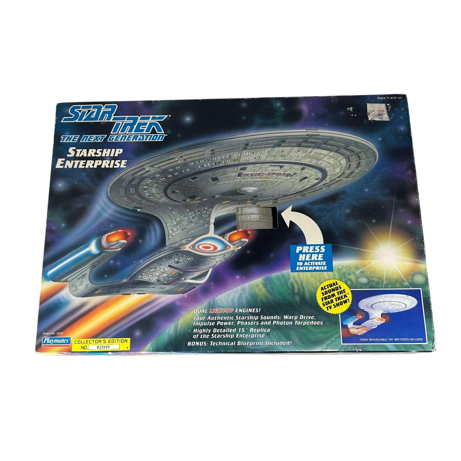 Playmates Star Trek 1992 Starship Enterprise Lights Sounds Collector Edition