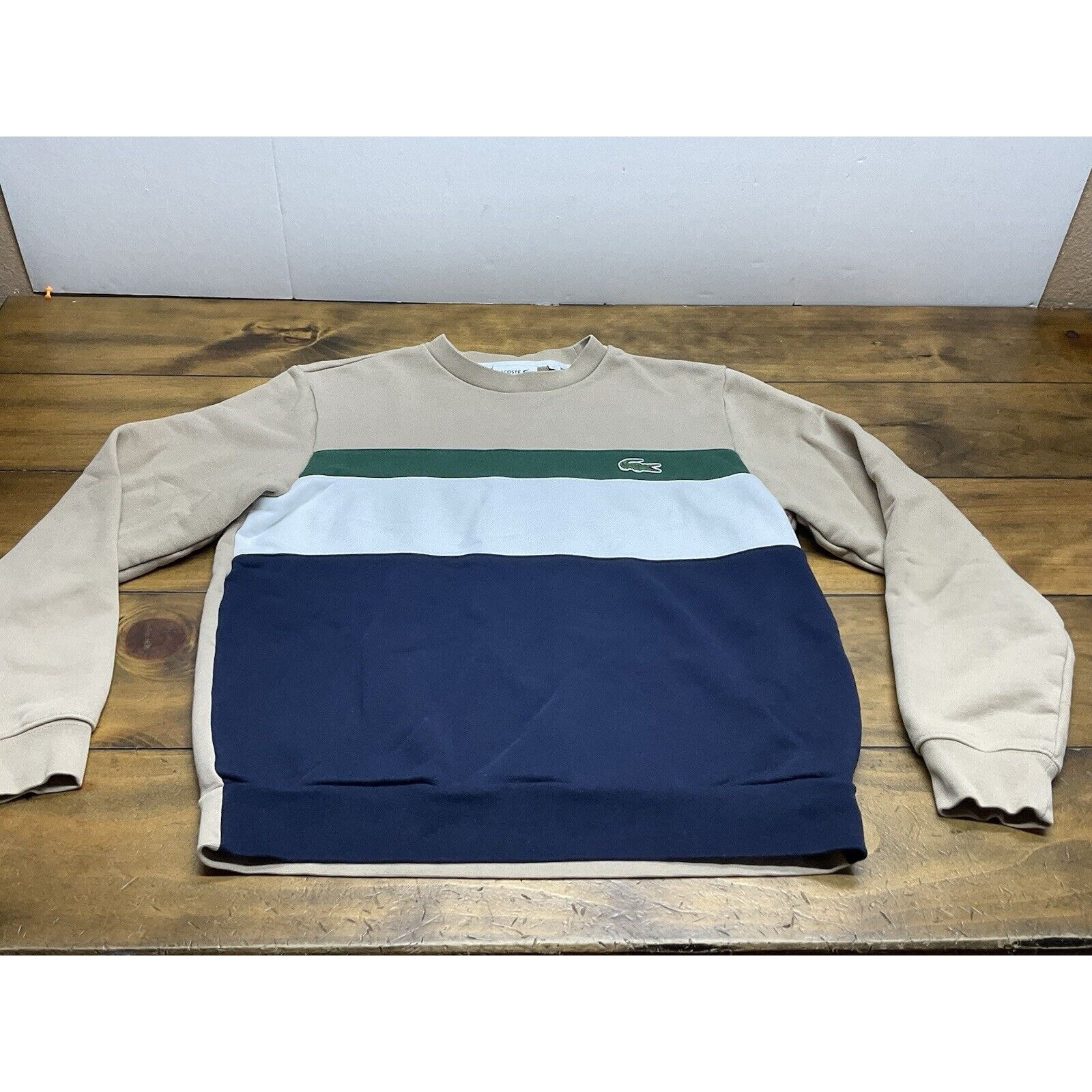Lacoste Colorblock Fleece Crew Neck Sweatshirt Classic Fit Men's Size L