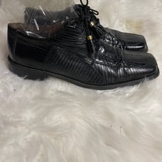 Stacy Adams Men genuine snake skin leather black lace shoes tassels accent SZ11.