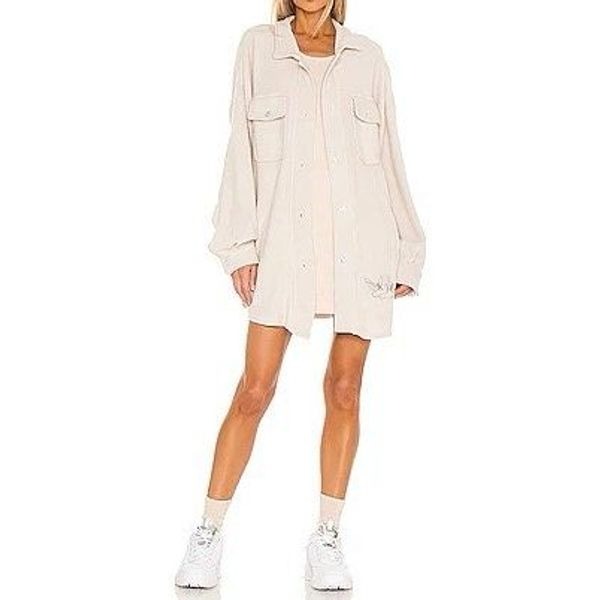 NWT Boys Lie Light Tan Button Up The Inside Out Shirt Jacket Women's One Size