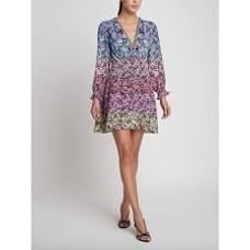 Saloni Eve Floral Print Silk Dress in Rainbow Gardenia Size 6
