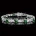 14K White Gold Womens 2ct Green Emerald Gemstone Diamond Tennis Bracelet 7.5