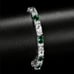 14K White Gold Womens 2ct Green Emerald Gemstone Diamond Tennis Bracelet 7.5