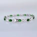 14K White Gold Womens 2ct Green Emerald Gemstone Diamond Tennis Bracelet 7.5