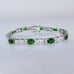14K White Gold Womens 2ct Green Emerald Gemstone Diamond Tennis Bracelet 7.5