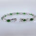 14K White Gold Womens 2ct Green Emerald Gemstone Diamond Tennis Bracelet 7.5
