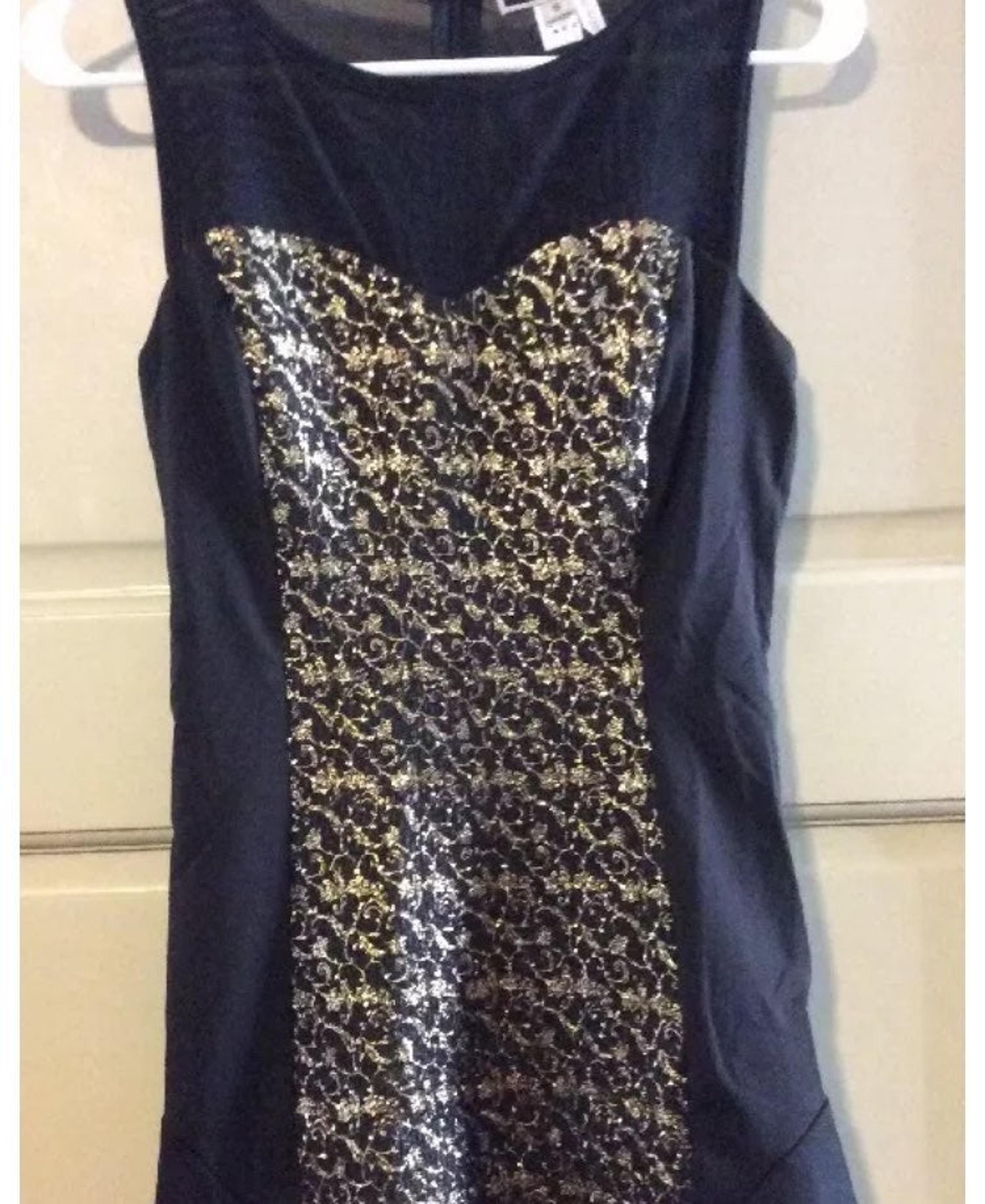 Black/Gold Cocktail Dress Small Nikbiki Sleeveless cap sleeves