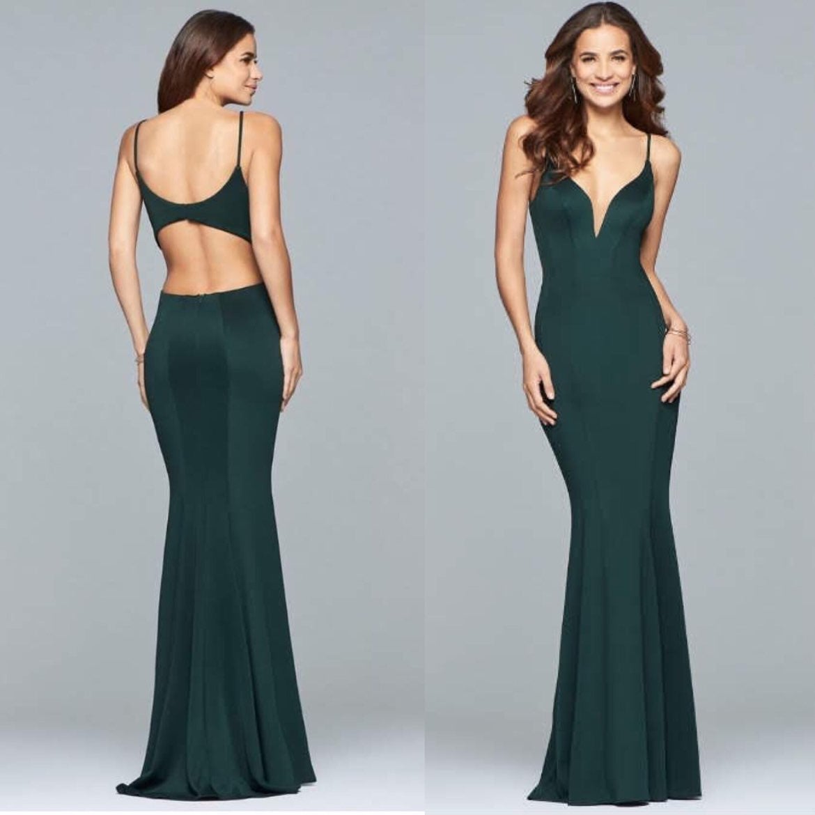 faviana jade green prom dress