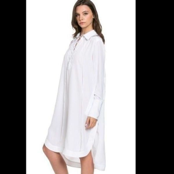 TOV Holy Los Angeles Lace Up Long Sleeve Tunic Dress Small NWT